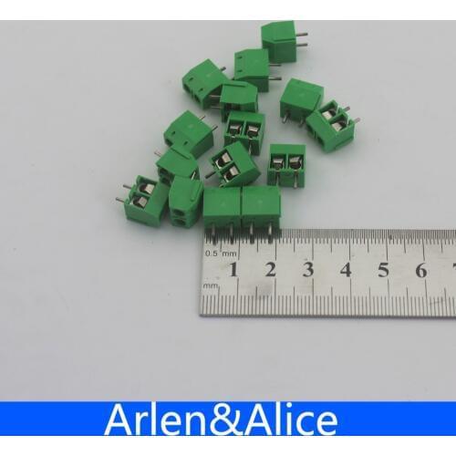 100 pcs 2 Pin Screw Green PCB Terminal Block Connector 5mm Pitch