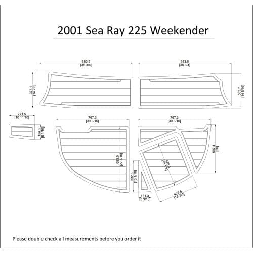 2001 Sea Ray 225 Weekender Swim Platform Boat EVA Faux Teak Decking Floor Pad