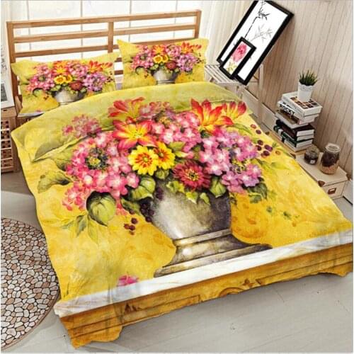 4/6pcs bedding set 3D digital printing flowers duvet cover set bedsheet US size super King size