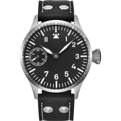 43mm Corgeut Sterile black dial sapphire glass stainless steel case Brand Luxury Hand Winding Mechanical mens watch
