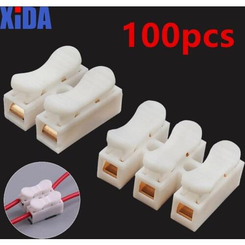 50pcs 100pcs bag lot 2 Pins Electrical Cable Connectors CH2 CH3 Quick Splice Lock Wire Terminals Set 20x17.5x13.5mm