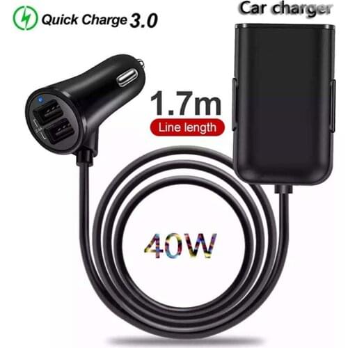 Car charger 8A4USB1.7m extension cord car charger QC3.0 fast charging front and rear car chargers flash charging accessories
