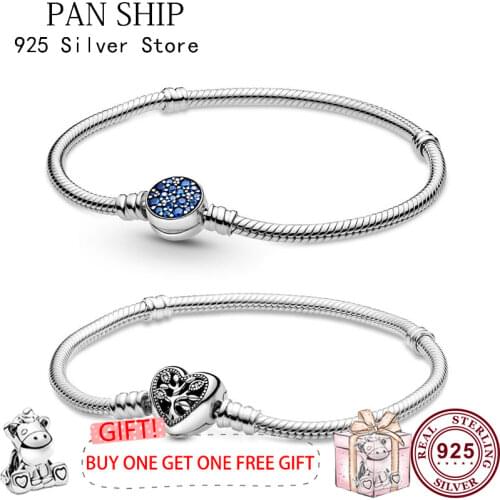 Original 925 Sterling Silver Heart Shaped Life Tree Clasp Pan Bracelet For Women Wedding Gift Fashion Jewelry