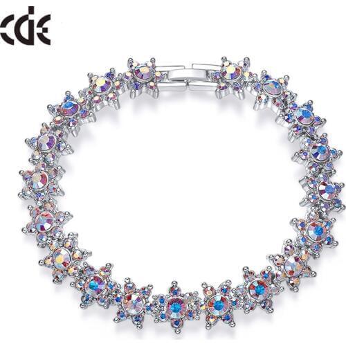 CDE Embellished with Crystals for Women Female Birthday Gift Shiny Star Charm Bracelets & Bangles Fashion Jewelry