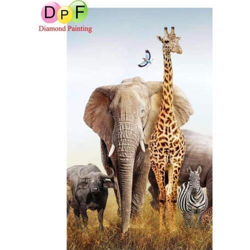 DPF 5D Diamond Painting square full Elephant and deer Diamond Cross-stitch Mosaic Rhinestones Paste Painting room decor painting