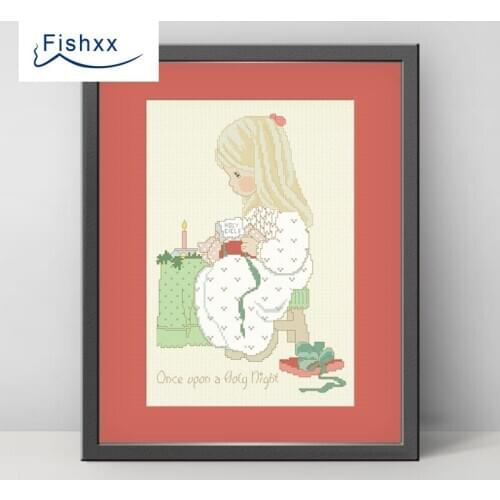 European Style Idyllic Cartoon Characters Fishxx Cross Stitch Kit H129 Demolition Of The Little Girl Hand Sewing