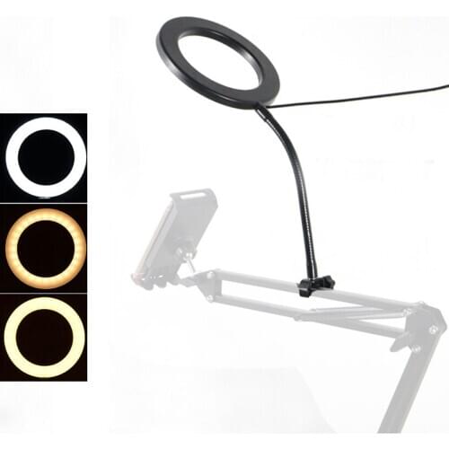 Flexible Monopod Mount Holder with LED Ring Flash Lamp Selfie Light for Lazy Bracket Tripod