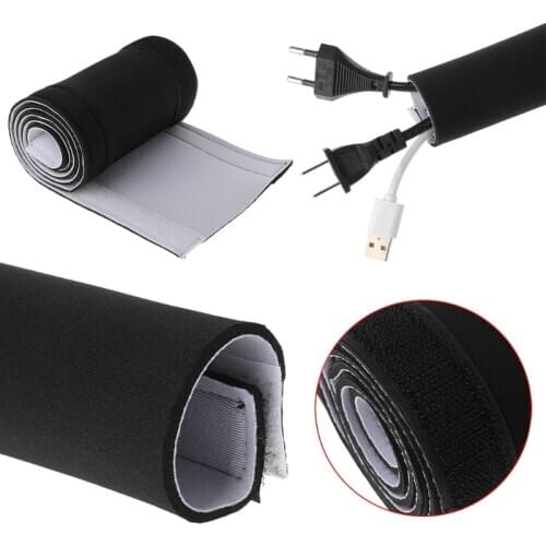 1m/1.5m/2m/3m Cable Management Sleeve Flexible Neoprene Wrap Wire Cord Hider Cover Organizer