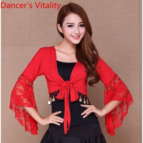 Hot Sale Belly Dance Butterfly Sleeve Lace Wrap Top Of The India Bollywood Girl Top For Christmas For Girls 4XL
