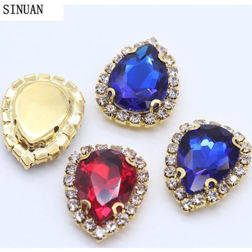 Teardrop Rhinestones Flatback Rhinestone Glass Rhinestone With Claw Shoes Sew On Beads For Dresses Accessories For Sewing