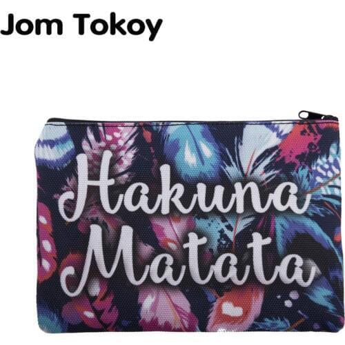 Jom Tokoy Hot Sale Travelling Makeup bag 3D Printing hakuna mata feathers Zipper square Cosmetic Bags Women