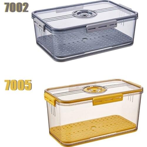 Friger Fresh-Keeping Box Stackable Clear Timekeeping Organizer Boxes with Drain Hole Tray Kitchen Food Meat Fish Fruit Container
