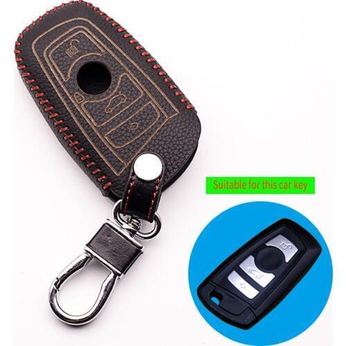 Hot sale top layer leather handmade car key case cover For BMW 1/5/6/7 series M3 M5 X1 X3 X5 X6 E36 E39 E46 E30 E60 E92 3 button