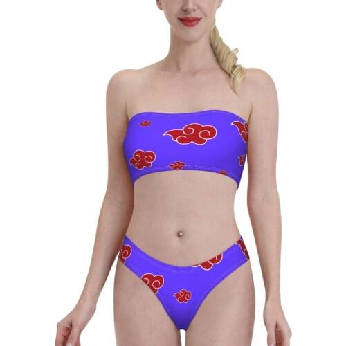 Anime Manga Swimwear for Women young Girls Akatsuki Uchiha Sasuke Bandeaukini 2021 Swimming Suit Bikinis