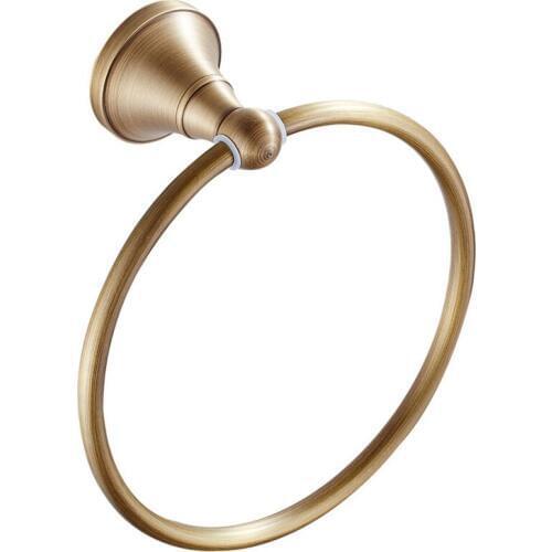 Brass Towel Ring Holder, Wall Mounted Towel Rack Bar Hanger, Bathroom Kitchen Rustproof Towel Rail Antique Brass Finished