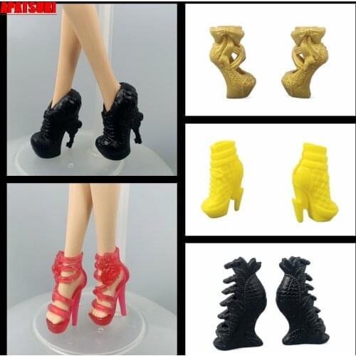 Fashion High Heel Doll Shoes for Monster High Doll Key Lightning Rose Fish Boots Booties 1:6 Dolls Accessories Kids & Baby Toys