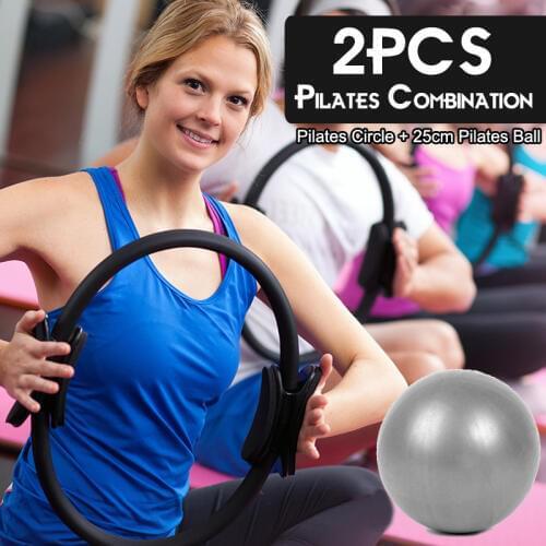 2PCS Pilates Magic Circle Yoga Ball&Ring For Muscle Exercise Pilates Combination Fitness Kinetic Resistance Gym Workout Circle