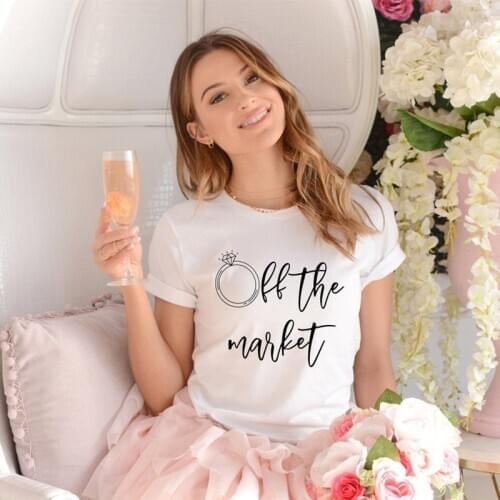 Off the market wedding Engagement bachelorette hen Party Bridal shower Bride to be decoration t shirt gift present Photo props