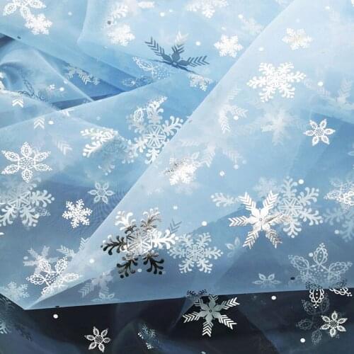 Ice and snow Wonderland snowflake Cape cloth Organza hot silver fabric princess skirt performance dress baby clothes fabric