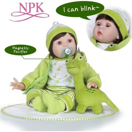 NPK 55cm silicone reborn bebe dolls Blinking doll Playmate For Girls boneca reborn baby Soft Toys birthday gift sleeping baby