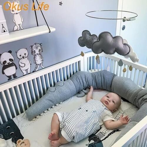New 185cm Comfortable Baby Pillow Children Crocodile Pillow Cushion Baby Infant Bed Crib Fence Bumper Kids Room Decoration Toys