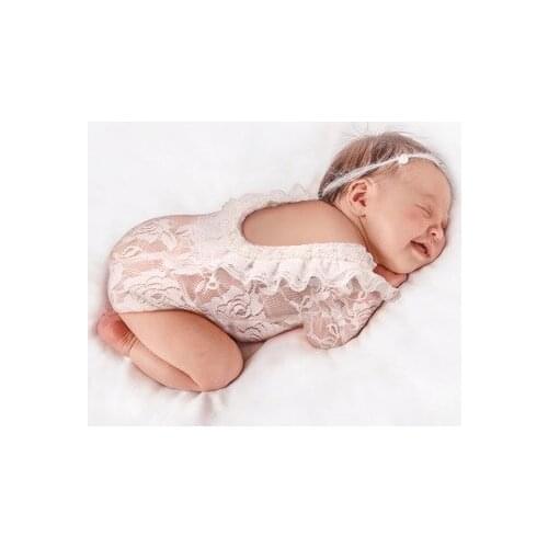 Newborn Lace Baby Blankets Photo Clothing Bow Hair Band Set Photography Props Roupas De Bebe Jumpsuit Shoot headband Accessories