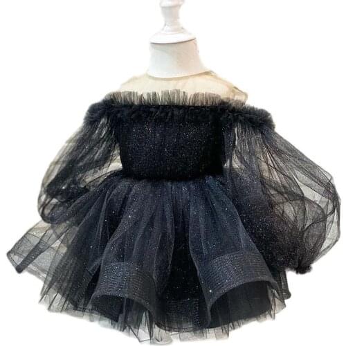 Simple Glitter Ball Gown Girl Party Dress Short Girl Princess Dress Puffy Girl Christmas Party Dress Tulle Girl Pageant Dresses