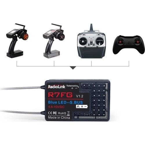 R7Fg 7Ch 2.4G Gyro And Two-Way Transmission Telemetry Long Range Fpv Car And Boat Receiver For Rc6Gs Rc4Gs T8S T8Fb