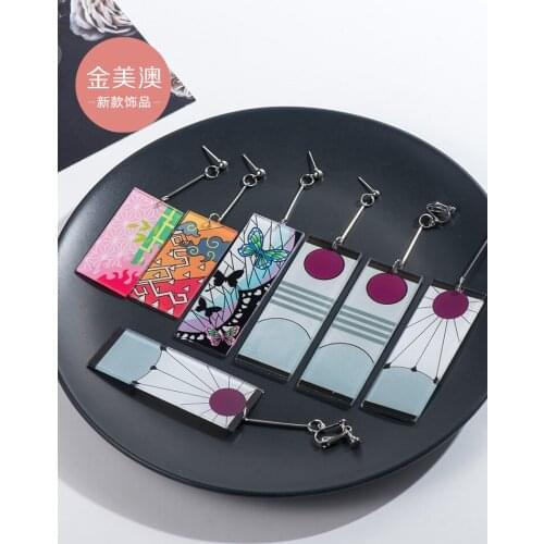 Anime Demon Slayer: Kamado Tanjirou Earrings Agatsuma Zenitsu Ear Cuffs Non-pierced Earrings Accessories