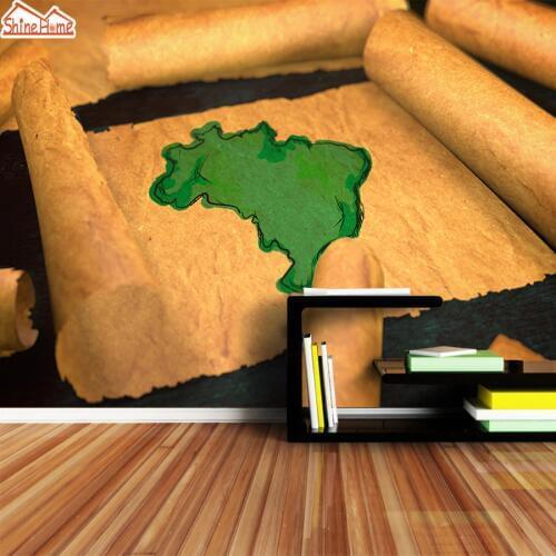 ShineHome-Non Woven Photo Wallpaper for 3 d Living Room Wall Paper Wallpapers Brazil Map Painting Unfolding Old Paper Scroll Art