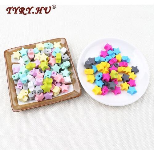 TYRY.HU 50pc Silicone Beads Star Shape Food Grade Baby Chewable Beads Baby Accessories For Baby Necklace Bracelet Making