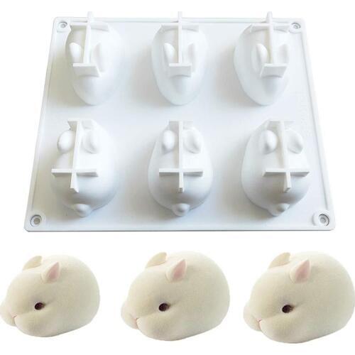 Silicone Molds Fondant Mold Rabbit 3D Easter Bunny Mousse Cake Mold French Dessert Baking Pan Cake Decoration Tool Pastry Tray