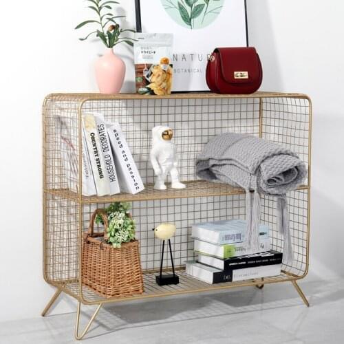 Nordic simple storage rack creative iron style multi-layer floor bookshelf light luxury bedside cabinet side corner storage