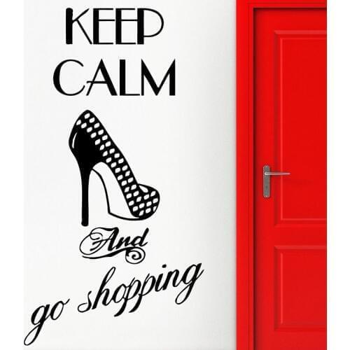 Go shopping personality slogan high heel icon vinyl wall stickers clothing shop window shopping mall decoration painting MV19