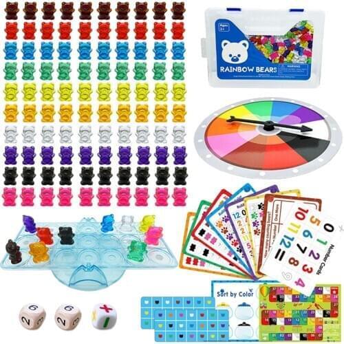 100pcs Rainbow Bears Autism Sensory Toys Baby Counting Bears Matching Kids Games Learning Preschool Montessori Educational Toys