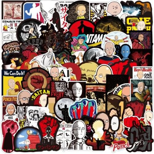 100pcs/packONE PUNCH-MAN Japanese anime Graffiti Stickers For Furniture Wall Desk DIY Chair Toy Car Trunk Computer TV Motorcycle