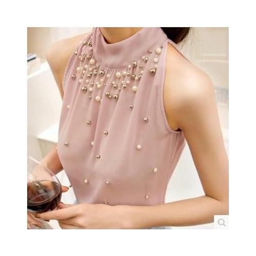 2021 fashion nail bead sweet dew shoulder neck hung han edition sleeveless chiffon unlined upper garment joker small vest