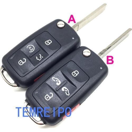 4+1 Button Replacement Folding Flip Remote Control Key Shell Cover For Vol kswagen Car Entry Keys No Chip Fob