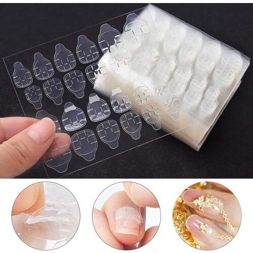 5 sheets/lot Double-side Glue Nail Sticker Adhesive Transparent Flexible Fake Nail Tips Adhesive Tabs Nail Glue (120pcs)
