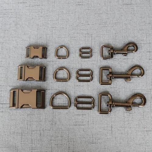 50 Sets 15mm/20mm/25mm Gun Black Metal Straps Slider D Ring Release Belt Buckle Spring Hook Clasp For Pet Leash Harness Sewing
