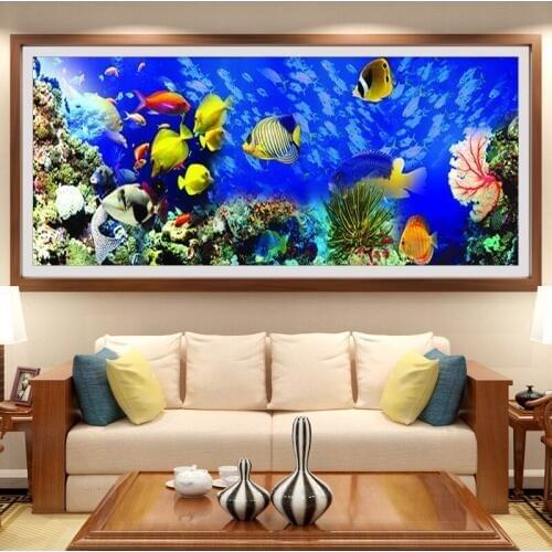 DIY Diamond Embroidery,square&round Diamond Ocean Fish Landscape Full rhinestone 5D Diamond painting cross stitch,needlework
