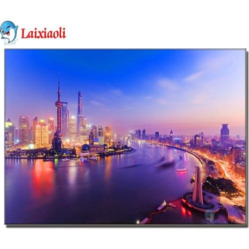 5D,diy,diamond painting Cross Stitch Modern city building landscape 3d,Embroidery Full Square Shanghai Oriental Pearl art decor
