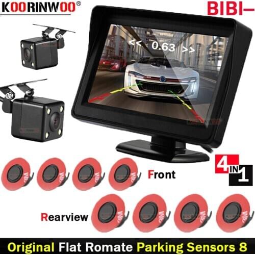 Koorinwoo Automobile Video Parking Sensors 8 Flat Car Monitor Reversing Radars Alarm Buzzer Front Camera Rear view Blind Safety