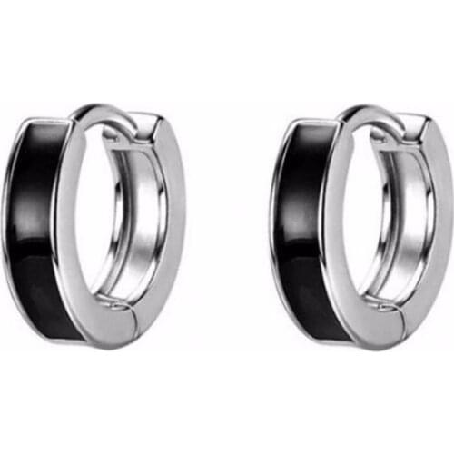 Black and white earrings drip glaze circle Hoop earrings personality simple All-match Women female earrings Ear jewelry