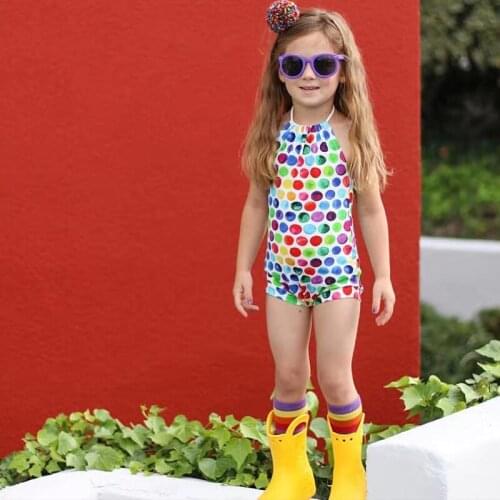 Childrens swimsuit girls one piece dot childrens Princess Girls comfortable seaside swimsuit baby 1-6 years old beach hot sp