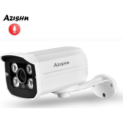 AZISHN H.265AI Audio 5MP 1/2.7"SC5239 IP Camera Metal Waterproof IP66 2MP/3MP 4Array IR LED Mic Security CCTV Camera ONVIF P2P