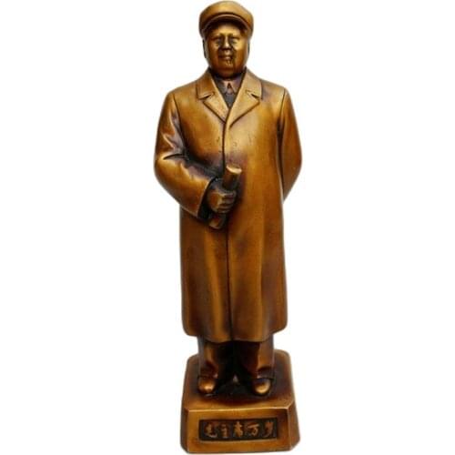 Chinese Old Copper Statue Portrait of Chairman Mao Bronze statue of the Cultural Revolution
