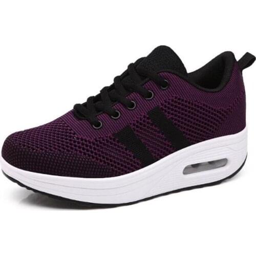 Women Sneakers Vulcanized Shoes Casual Women Shoes Mesh Lace Up 3-5CM Wedges Round Toe soft Retro Breathable drive shoes woman