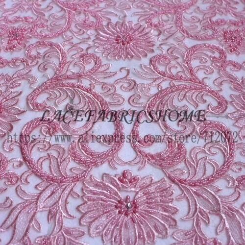 La Belleza Super heavy beaded off white and other 9 colours wedding dress lace fabric 51'' width