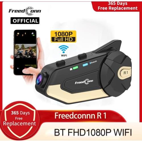 FreedConn R1 Motorcycle Helmet Bluetooth Headset Waterproof 1080P HD Camera WiFi Recorder Motorbike Earphone DVR APP